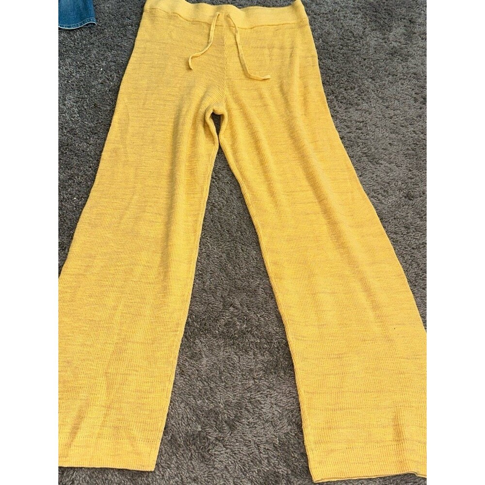 Free People Yellow Knit Straight Leg Pants